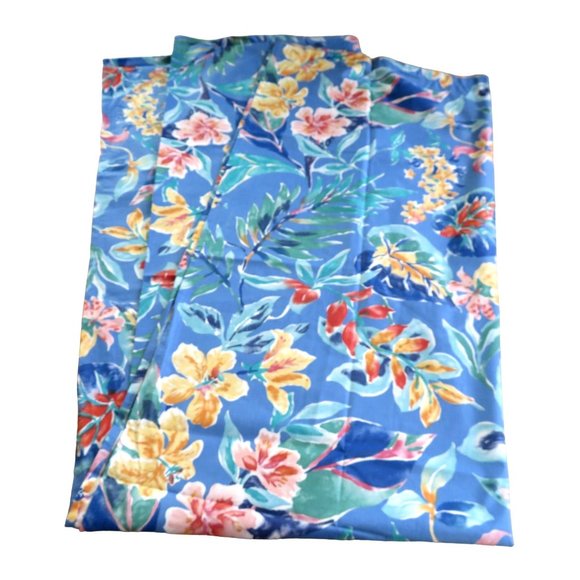 Pier 1 Import Fabric Shower Curtain Blue Tropical Floral New Discontinued - Picture 6 of 6
